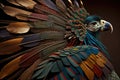 Colorful peacock feathers on a black background, close-up Royalty Free Stock Photo