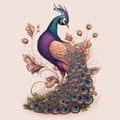 colorful peacock illustration 2D image Generative AI Royalty Free Stock Photo