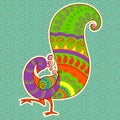 Colorful Peacock In Indian Art Style