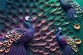 Colorful peacock wallpaper. colorful mural background.