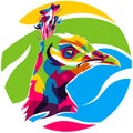 The Colorful Peafowl Head Pop Art Vector