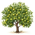 Colorful Pear Tree Illustration for Toddler Book AI Generated