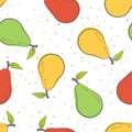 Colorful pears with dots on a white background