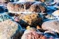 Pebbles in a shore of an island