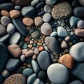 Colorful pebbles background. Square composition. 3d rendering
