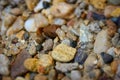 Colorful pebbles on a lake shore Royalty Free Stock Photo