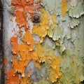 colorful peeling paint on an old wooden door Royalty Free Stock Photo