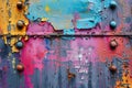 Colorful Peeling Paint on a Rusty Metal Surface Royalty Free Stock Photo