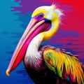 Colorful Pelican In Vibrant Pop Art Style