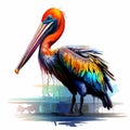 Colorful Pelican: A Vibrant And Realistic Speedpainting