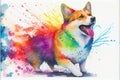 Colorful Pembroke Welsh Corgi dog painting