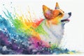 Colorful Pembroke Welsh Corgi dog painting