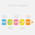 Colorful pencil arrow line Five step Timeline Infographic and text. Template. Flat design.