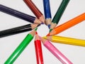 Colorful pencil colors on white background Royalty Free Stock Photo