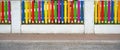 Colorful pencil shaped fence Royalty Free Stock Photo