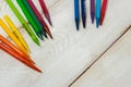Colorful pencil on the white table