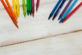 Colorful pencil on the white table