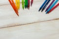 Colorful pencil on the white table