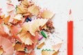 Colorful pencil and wood shavings Royalty Free Stock Photo
