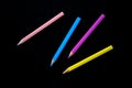 Colorful pencils on black background. Color pencils or crayons for children art. Royalty Free Stock Photo