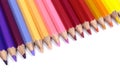 Colorful Pencils Close Up Facing Down from Top Left Corner Royalty Free Stock Photo