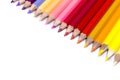 Colorful Pencils Close Up Facing Down from Top Right Corner Royalty Free Stock Photo