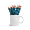 Colorful pencils in cup isolated Royalty Free Stock Photo