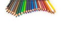Colorful pencils of different lengths in a row isolated on a white background Royalty Free Stock Photo