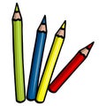 Colorful Pencils Drawing Doodle Art Vector Illustration