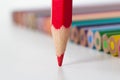 Colorful Pencils, Focused on Red Royalty Free Stock Photo