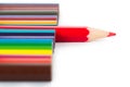 Colorful Pencils, Focused on Red Royalty Free Stock Photo