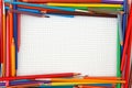 Colorful pencils frame Royalty Free Stock Photo