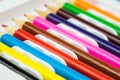 Colorful pencils in line. SchoolColorful pencils in line. School learning stationery learning stationery