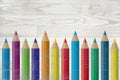 Colorful Pencils Painted Over Whitewashed Boards