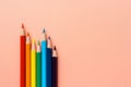 Colorful pencils on pink background Royalty Free Stock Photo
