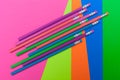 Colorful pencils and poster board for back to school Royalty Free Stock Photo