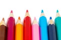 Colorful pencils in row on white background Royalty Free Stock Photo