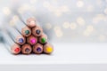 Colorful pencils in shape of Christmas tree. New year concept. Copy space