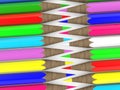 Colorful pencils in two rows Royalty Free Stock Photo