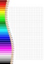 Colorful pencils wall on squared notebook sheet