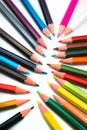 Colorful pencils on white background