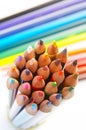 Colorful pencils on white background