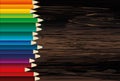 Colorful pencis. Business. Vector on wooden background. Royalty Free Stock Photo