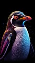 Colorful Penguin on Dark Background AI Generated
