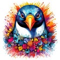 Colorful penguin mandala art. Design print for t-shirt