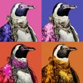 Colorful Penguin Pop Art Collection: Hyperrealistic Portraits In Andy Warhol Style