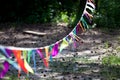 Colorful pennant garland in the wind