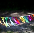 Colorful pennant garland in the wind