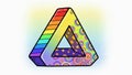 Colorful Penrose Triangle with Rainbow Gradient and Psychedelic Patterns Royalty Free Stock Photo