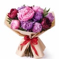 Colorful Peony Bouquet Wrapped In Hurufiyya Style - Romantic Floral Gift